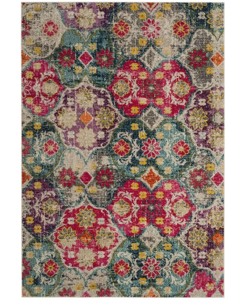 Safavieh Monaco MNC248 Gray and Fuchsia 4' x 5'7" Area Rug