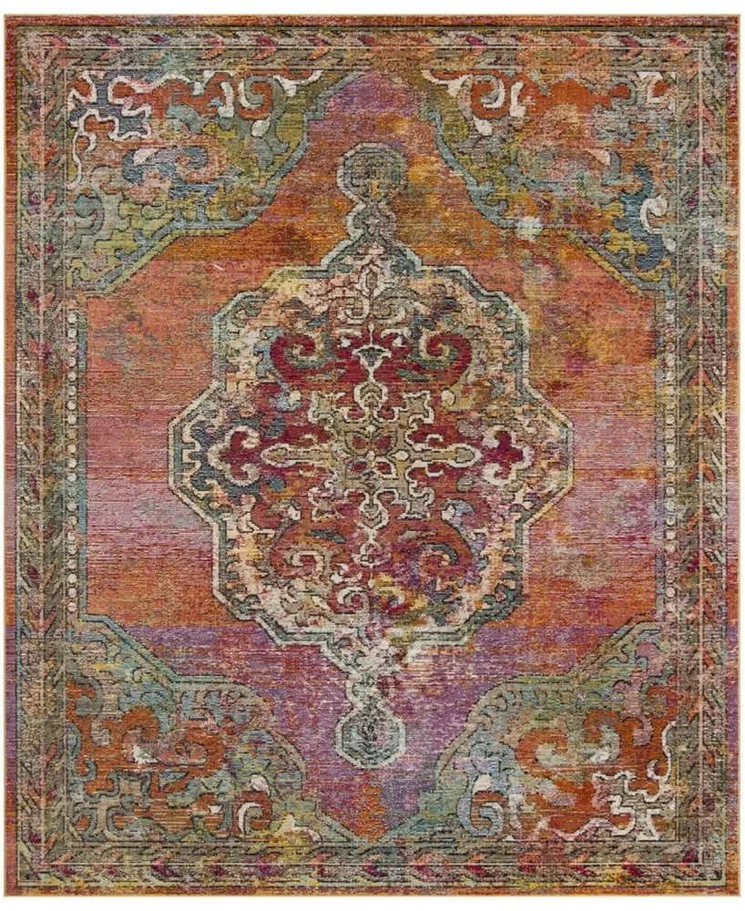 Safavieh Crystal CRS502 Orange and Light Blue 9' x 12' Area Rug