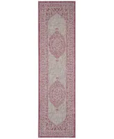 Safavieh Courtyard CY8751 Light Grey and Fuchsia 2'3" x 12' Sisal Weave Runner Outdoor Area Rug