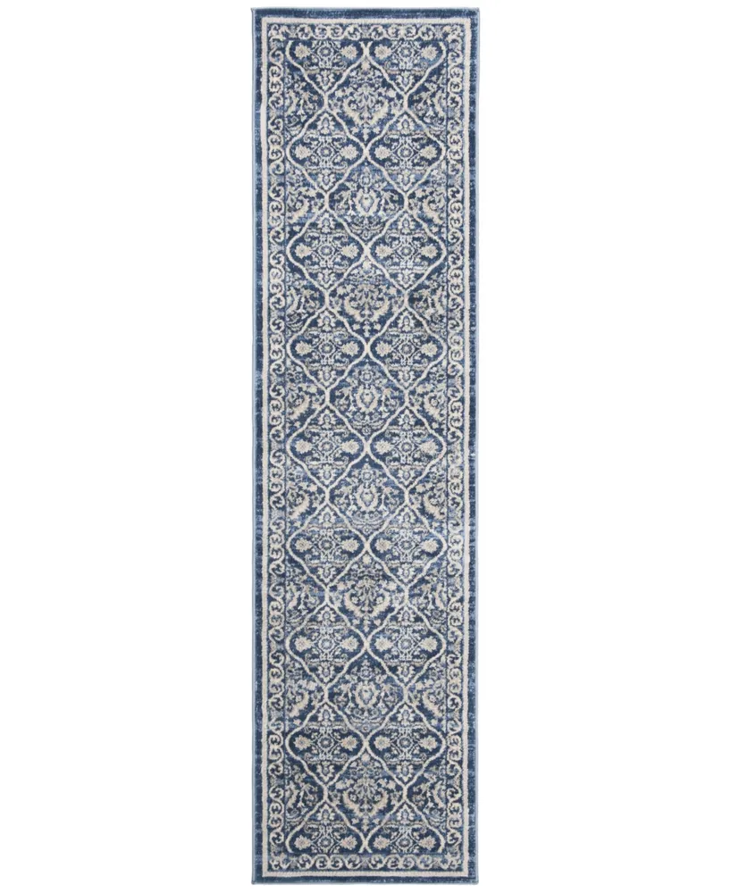 Safavieh Brentwood BNT870 Navy and Light Grey 2' x 12' Sisal Weave Runner Area Rug