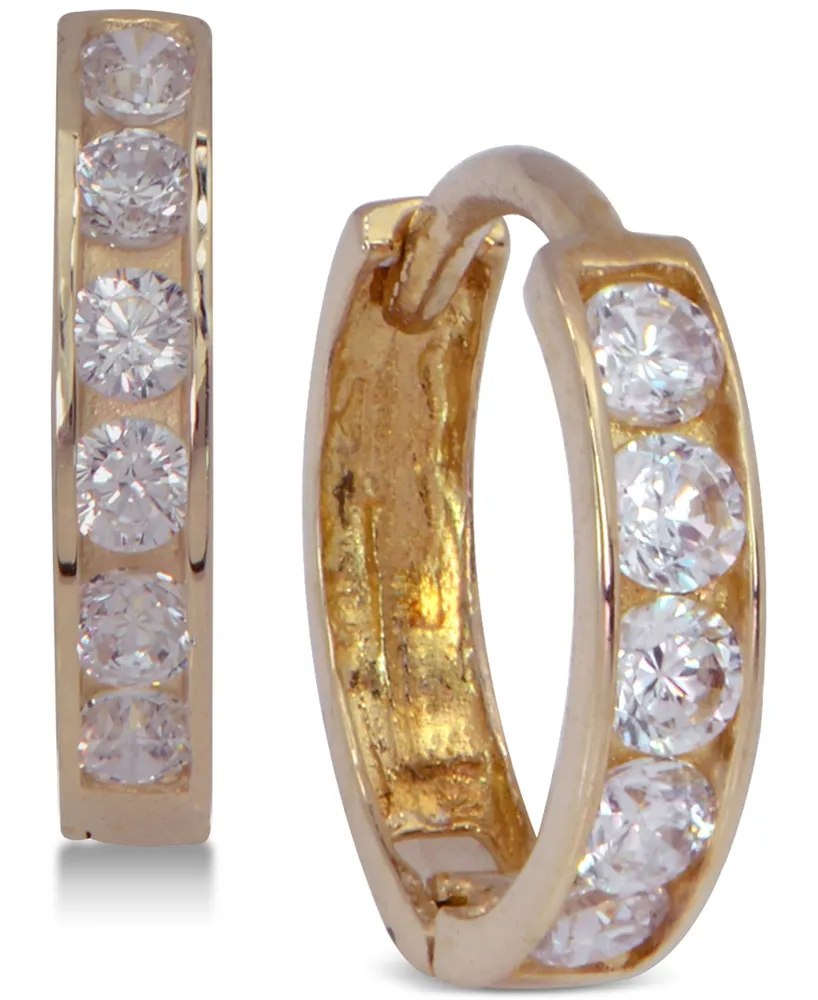 Cubic Zirconia Hoop Earrings in 10k Gold