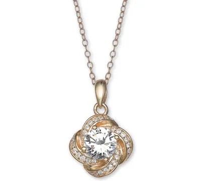 Giani Bernini Cubic Zirconia Love Knot Pendant Necklace, 18" + 2" extender, Created for Macy's