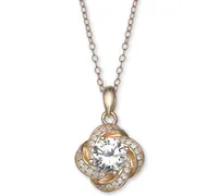 Giani Bernini Cubic Zirconia Love Knot Pendant Necklace, 18" + 2" extender, Created for Macy's