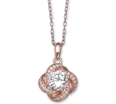 Giani Bernini Cubic Zirconia Love Knot Pendant Necklace, 18" + 2" extender, Created for Macy's