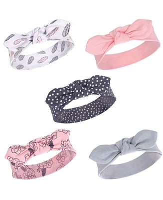 Yoga Sprout Baby Girls Cotton Headbands 5pk, Metallic Elephant, 0-24 Months