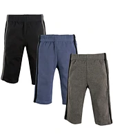 Hudson Baby Boys Cotton Pants 3pk, Black Blue, 9-12 Months