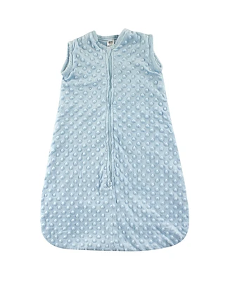 Hudson Baby Boys Plush Sleeping Bag, Sack, Blanket, Light Blue Dot Mink, Months