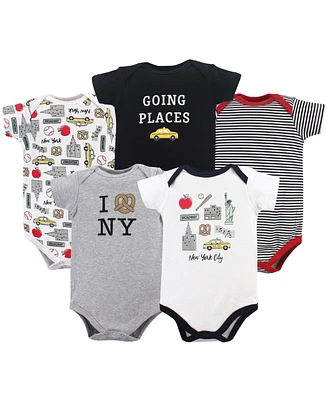 Hudson Baby Infant Boy Cotton Bodysuits 5pk, New York, 18-24 Months