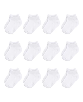 Hudson Baby Basic No Show Socks, 12-Pack, White, 0-24 Months