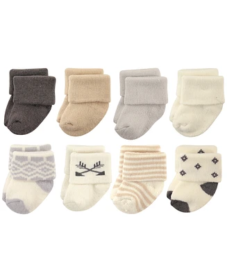 Hudson Baby Boys Unisex Cotton Rich Newborn and Terry Socks, Aztec, 0-6 Months
