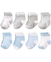 Hudson Baby Boys Cotton Rich Newborn and Terry Socks, Light Blue Gray, 0-6 Months