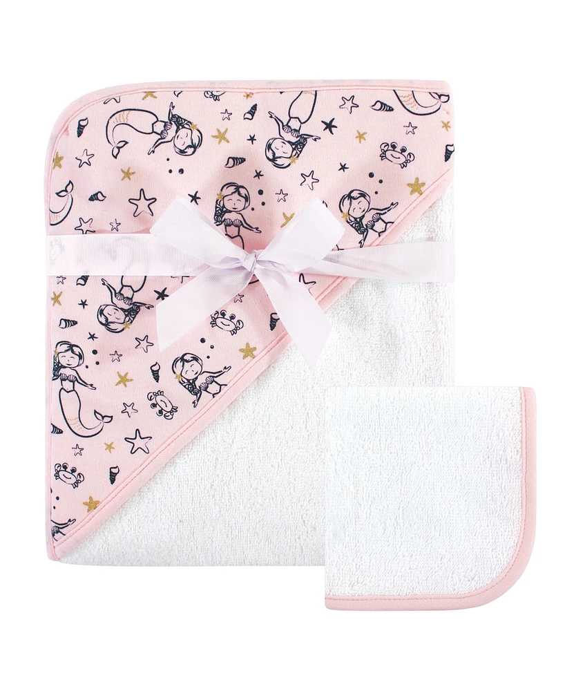 Hudson Baby Woven Hooded Towel and Washcloths Set, One