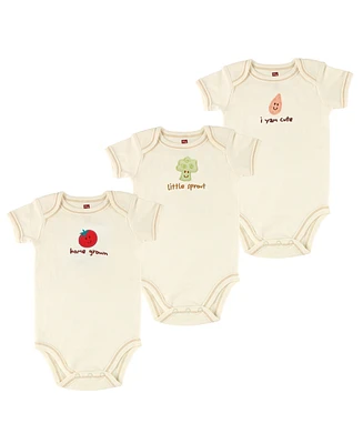 Touched by Nature Baby Boys Cotton Bodysuits 3pk, Tomato, 9-12 Months