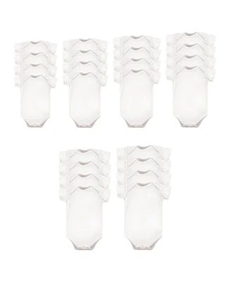 Luvable Friends Cotton Bodysuits 24pk, White, 0-24 Months