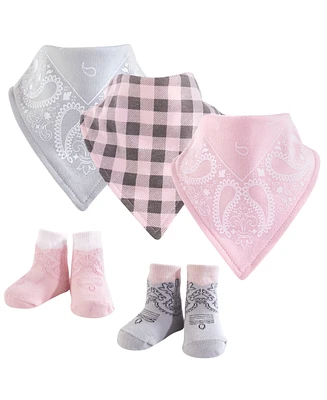 Hudson Baby Infant Girl Cotton Bib and Sock Set 5pk