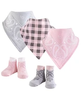 Hudson Baby Infant Girl Cotton Bib and Sock Set 5pk