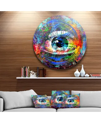 Designart 'Magic Eye Over Abstract Design' Ultra Glossy Large Abstract Oversized Metal Circle Wall Art - 23" x 23"
