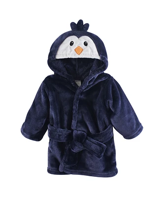 Luvable Friends Baby Boys Plush Bathrobe Penguin, 0-9 Months