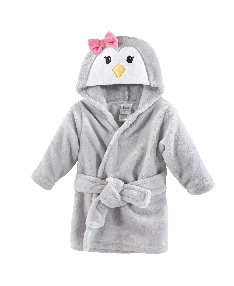 Luvable Friends Baby Boys Baby Plush Bathrobe Penguin, 0-9 Months