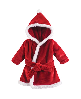 Hudson Baby Baby Boys Hudson Unisex Plush Animal Face Bathrobe, Red Santa, 0-9 Months