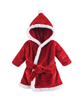 Hudson Baby Baby Boys Hudson Unisex Plush Animal Face Bathrobe, Red Santa, 0-9 Months