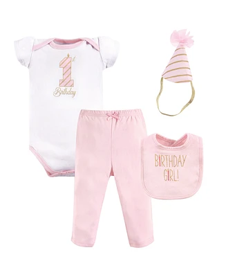 Hudson Baby Girls Birthday Boxed Giftset, Black Pink, 12-18 Months