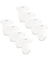 Touched by Nature Baby Boys Cotton Bodysuits 8pk, White, 18-24 Months