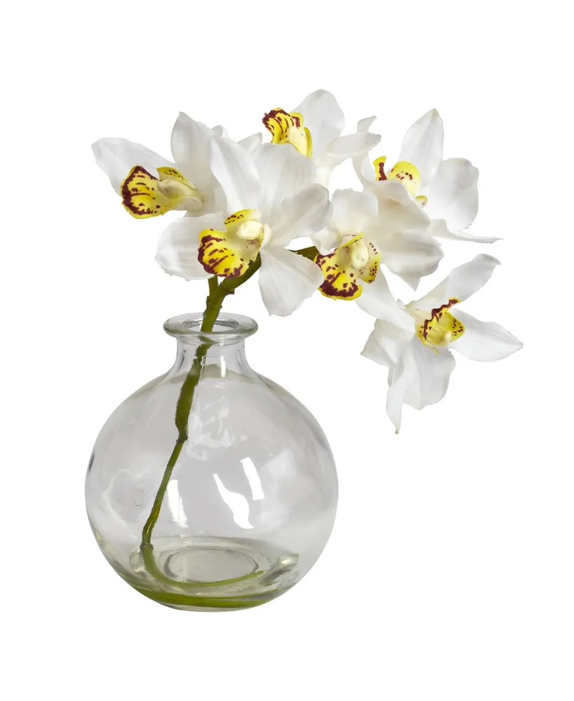 Nearly Natural Cymbidium w/Vase Silk Flower Arrangement, Set of 3