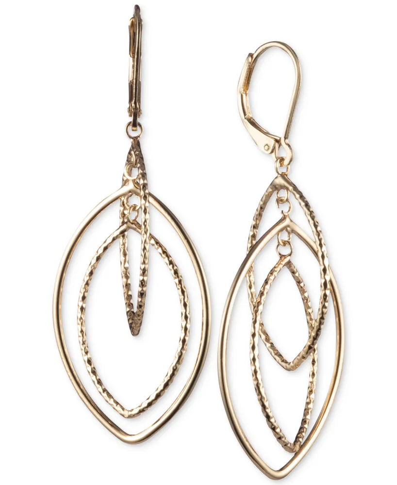 Anne Klein Gold-tone Textured Orbital Drop Earrings