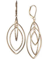 Anne Klein Gold-tone Textured Orbital Drop Earrings