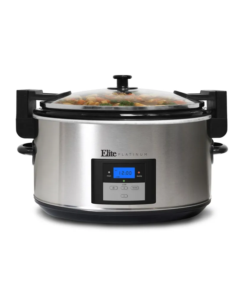 Elite Platinum 8.5 Quart Stainless Steel Programmable Slow Cooker with locking  lid