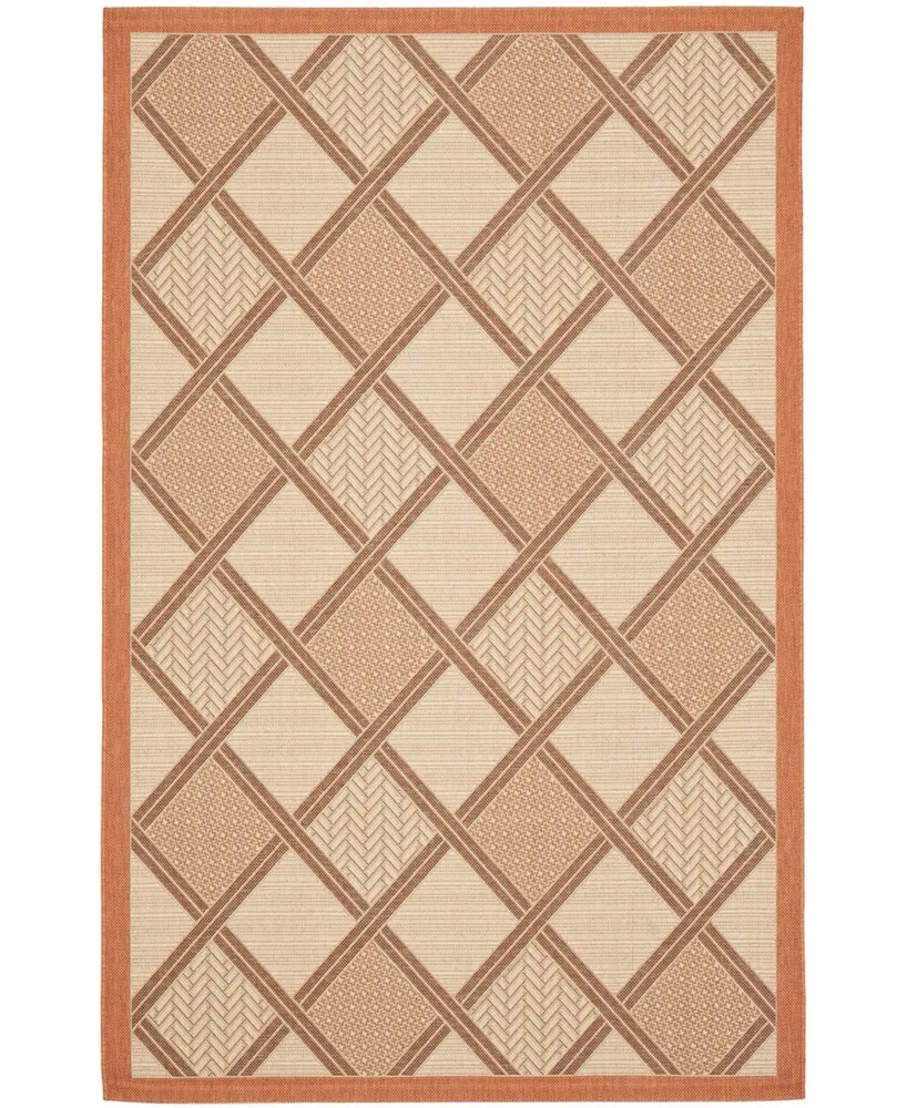 Safavieh Courtyard CY7570 Cream and Terracotta 4' x 5'7" Outdoor Area Rug