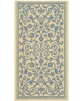 Safavieh Courtyard CY2098 Natural and Blue 7'10" x 7'10" Sisal Weave Round Outdoor Area Rug