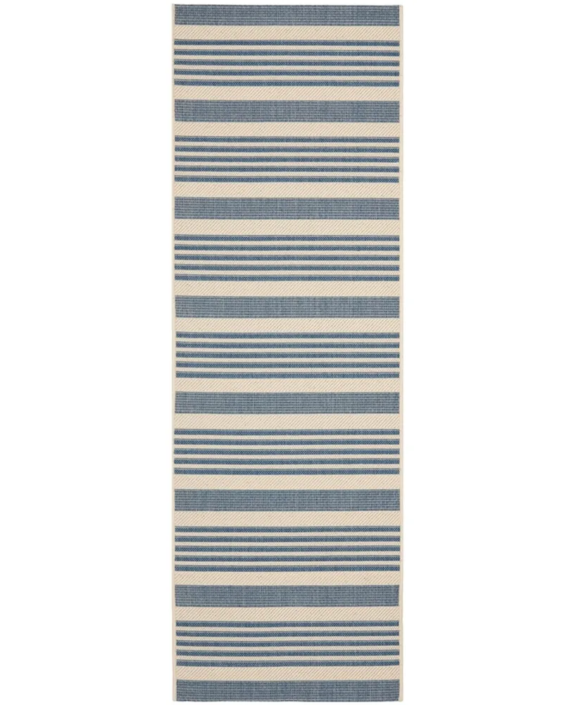 Safavieh Courtyard CY6062 Beige and Blue 2'3" x 14' Sisal Weave Runner Outdoor Area Rug