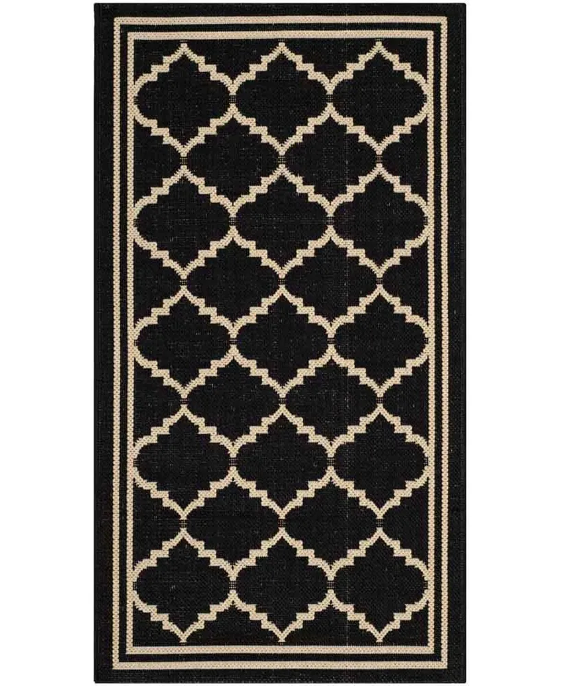 Safavieh Courtyard CY6889 Black and Creme 2'7" x 5' Sisal Weave Outdoor Area Rug