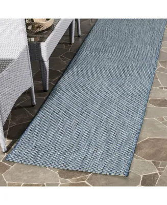 Safavieh Courtyard CY8521 Navy and Grey 2'3" x 12' Sisal Weave Runner Outdoor Area Rug