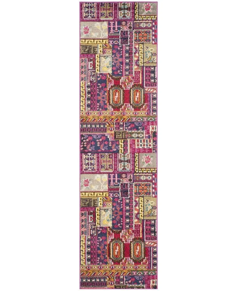 Safavieh Monaco MNC212 Pink and Multi 2'2" x 12' Runner Area Rug