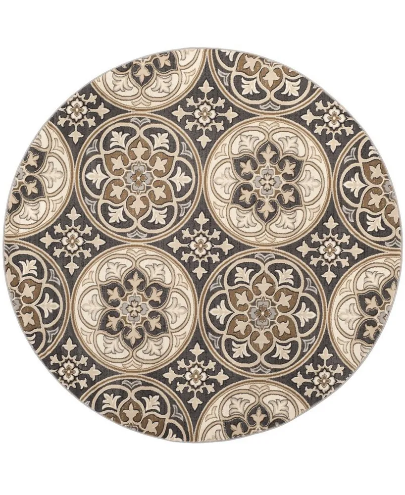 Safavieh Lyndhurst LNH341 Light Gray and Beige 8' x 8' Round Area Rug