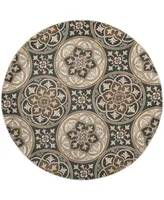 Safavieh Lyndhurst LNH341 Slate Blue and Beige 8' x 8' Round Area Rug