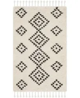 Safavieh Moroccan Fringe Shag MFG246 Cream and Charcoal 3' X 5' Area Rug