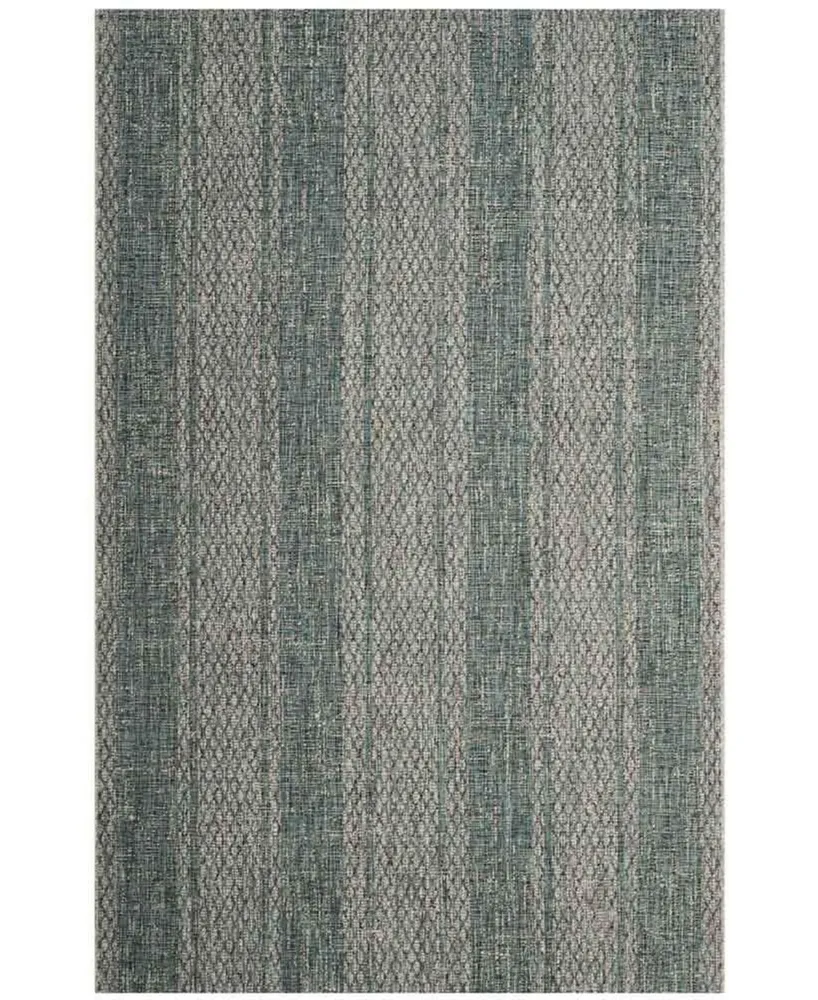 Safavieh Courtyard CY8736 Light Gray and Teal 4' x 5'7" Sisal Weave Outdoor Area Rug