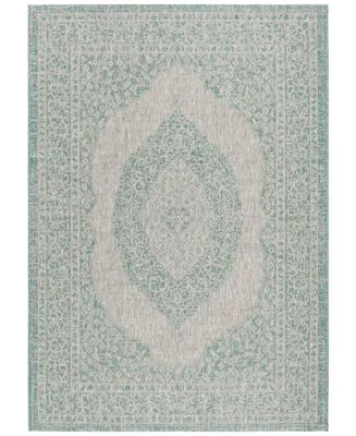 Safavieh Courtyard CY8751 Light Gray and Aqua 4' x 5'7" Sisal Weave Outdoor Area Rug