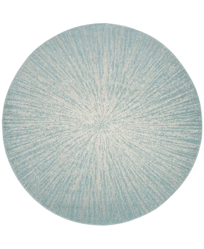 Safavieh Evoke EVK228 Aqua and Ivory 5'1" x 5'1" Round Area Rug