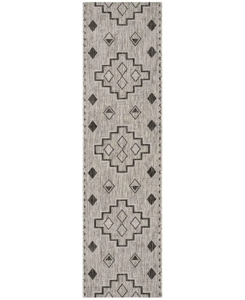 Safavieh Courtyard CY8533 Grey and Black 2'3" x 10' Sisal Weave Runner Outdoor Area Rug