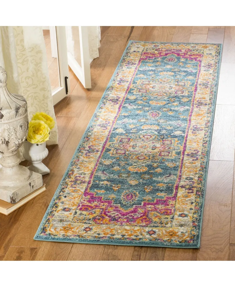 Safavieh Madison MAD202 Blue and Multi 2'3" x 12' Sisal Weave Runner Area Rug