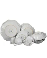 Elama Fleur De Lys 20 Piece Dinnerware Set in White