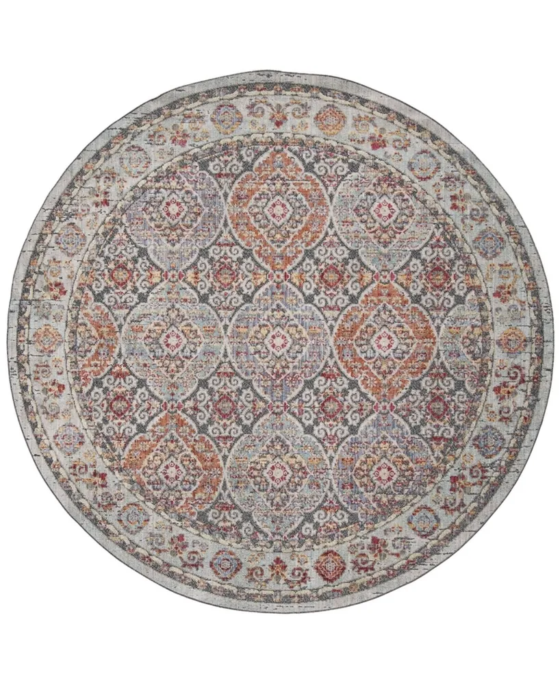 Safavieh Provance PRV185 Light Gray and Black 6'7" x 6'7" Round Area Rug