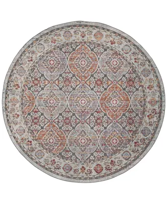 Safavieh Provance PRV185 Light Gray and Black 6'7" x 6'7" Round Area Rug