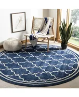 Safavieh Amherst AMT414 Navy and Beige 7' x 7' Round Area Rug