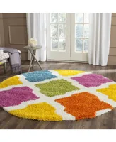 Safavieh Shag Kids SGK562 Ivory and Multi 6'7" x 6'7" Round Area Rug